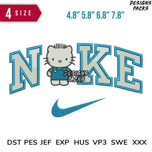 Hello Kitty in Nike jersey embroidery design, 4 sizes, PES DST EXP formats for instant download