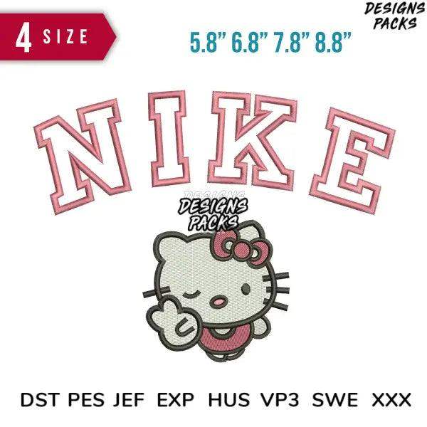Swoosh kitty v Embroidery Design 5.8" 6.8" 7.8" 8.8"