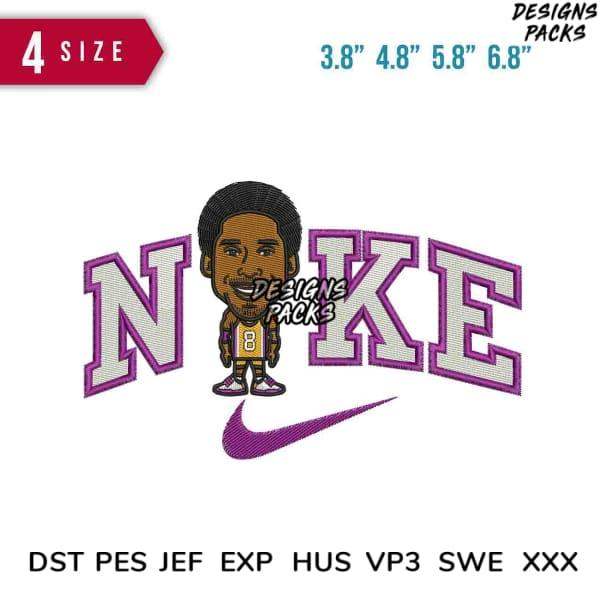 Kobe Bryant embroidery design with Nike logo, 4 sizes, PES DST JEF formats for instant download