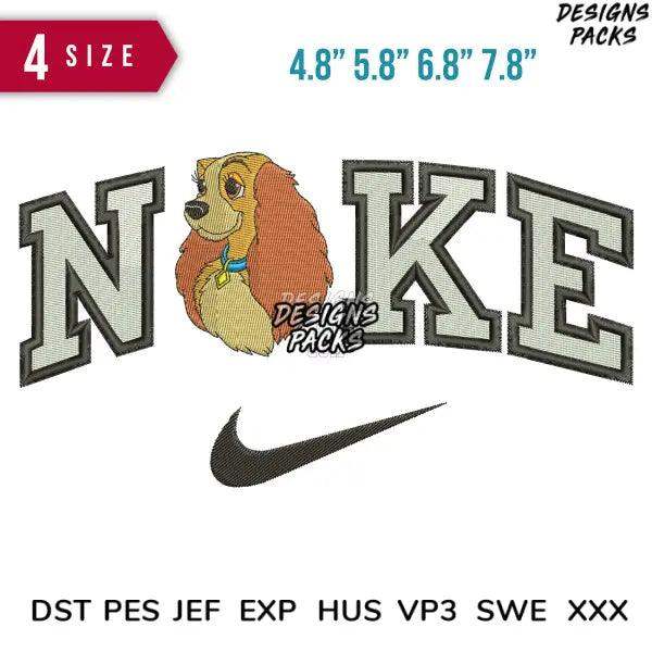 Swoosh Lady Dog B Embroidery Design  4.8" 5.8" 6.8" 7.8"
