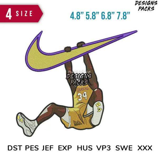 Swoosh Laker Embroidery Design 4.8" 5.8" 6.8" 7.8"