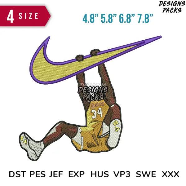 Swoosh Laker Embroidery Design 4.8" 5.8" 6.8" 7.8"