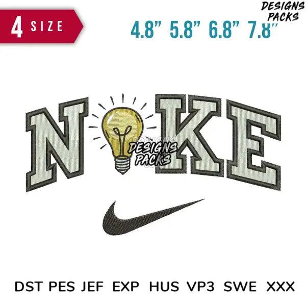 Swoosh Lamp Embroidery Design 4.8"  5.8" 6.8" 7.8"