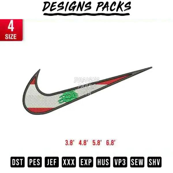 Swoosh Lebanon Flag Embroidery Design 