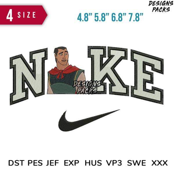 Embroidery design featuring 'NIKE' text with character, available in multiple sizes and formats