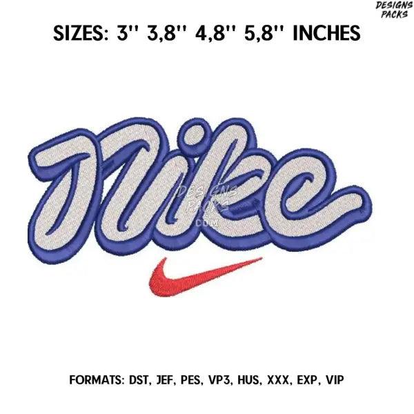 Nike logo Embroidery design file pes. Retro Nike embroidery design., Brand Nike embroidery