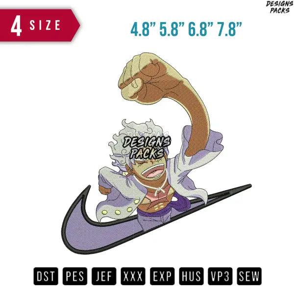 Swoosh Luffy Fly Embroidery Design