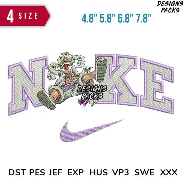 Swoosh Luffy Gear5 Embroidery Design  4.8" 5.8" 6.8" 7.8"
