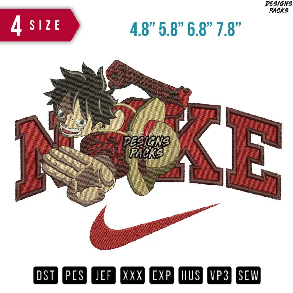 Swoosh Luffy Punch Embroidery Design