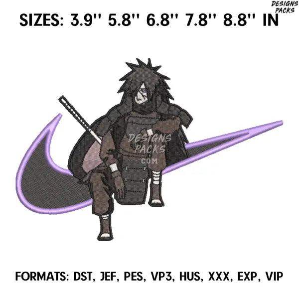 Nike Madara Embroidery design file pes. Anime Naruto embroidery design., Swoosh embroidery
