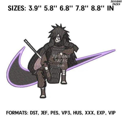 Nike Madara Embroidery design file pes. Anime Naruto embroidery design., Swoosh embroidery