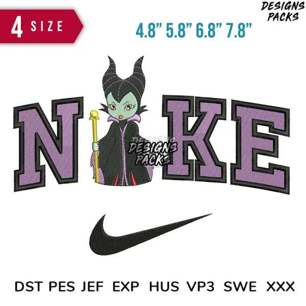 Swoosh Maleficent Embroidery Design 4.8" 5.8" 6.8" 7.8"