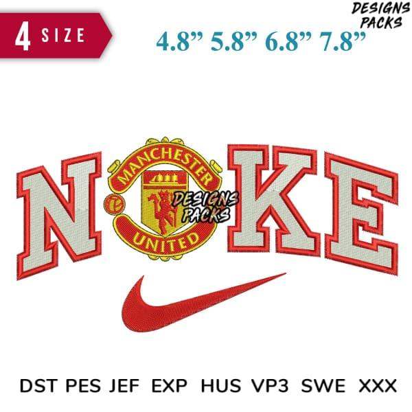 Manchester United Nike embroidery design in 4 sizes, PES DST formats for instant download