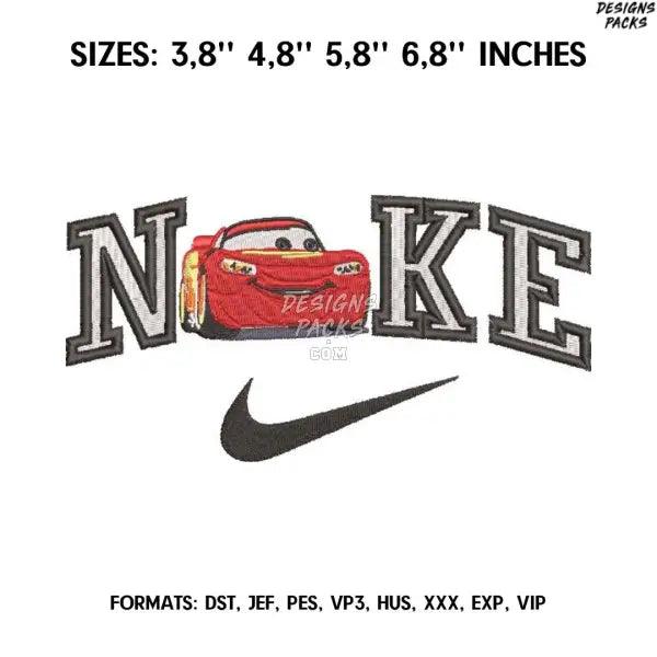 Nike Mcquinn Embroidery design file pes. Cars anime embroidery design., Nike embroidery