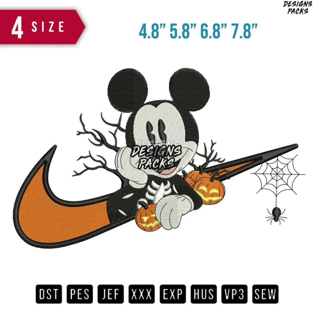 Swoosh Mickey Halloween Embroidery Design