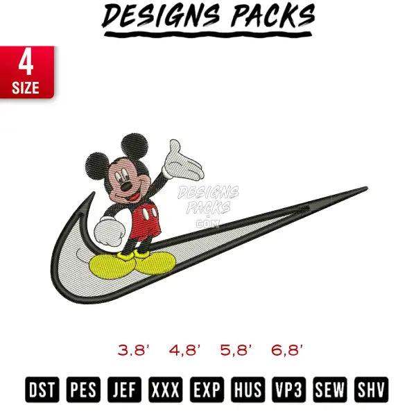 Swoosh Mickey Mouse Embroidery Design 