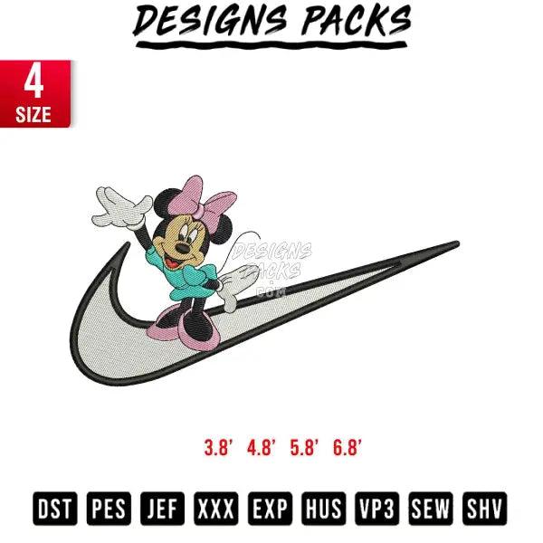 Swoosh Minnie Mouse Embroidery Design 