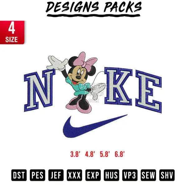 Swoosh Minnie Mouse Embroidery Design 