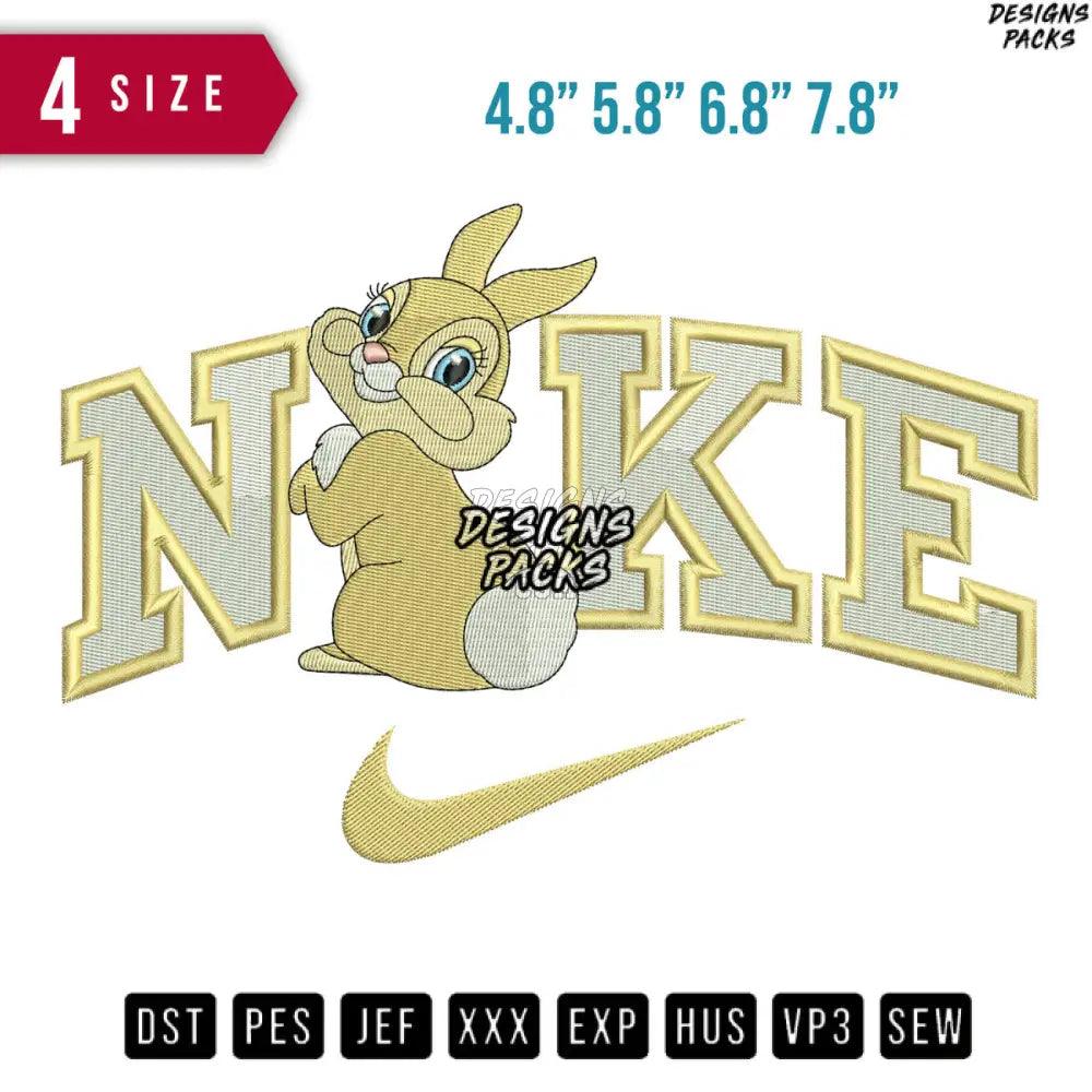 Swoosh Miss Bunny Embroidery Design