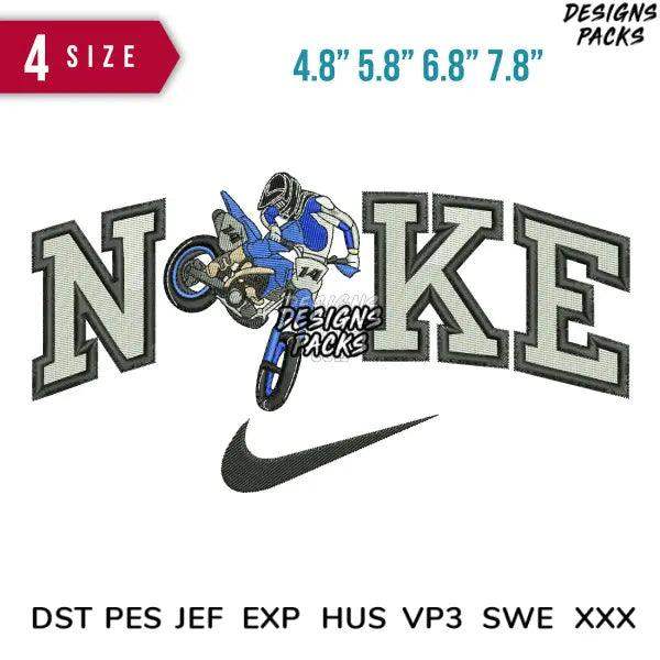 Swoosh Motocross Embroidery Design  4.8" 5.8" 6.8" 7.8"