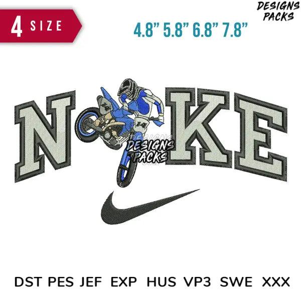 Swoosh Motocross Embroidery Design  4.8" 5.8" 6.8" 7.8"