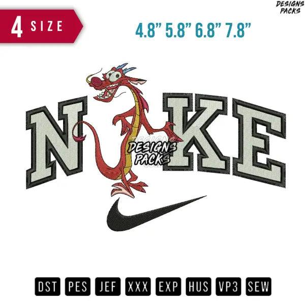 Swoosh mushu Dragon Embroidery Design