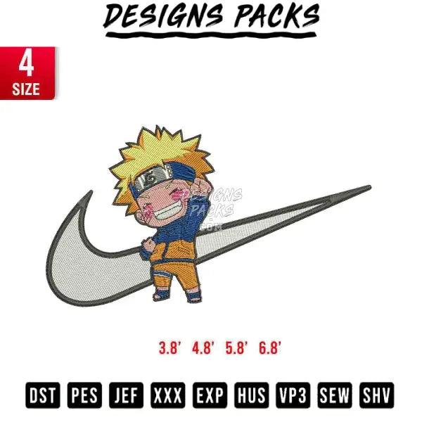 Swoosh Naruto Chibi Embroidery Design 