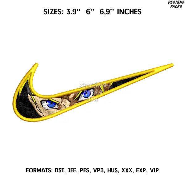 Nike Naruto  Embroidery design file pes. Anime embroidery design., Swoosh Naruto embroidery