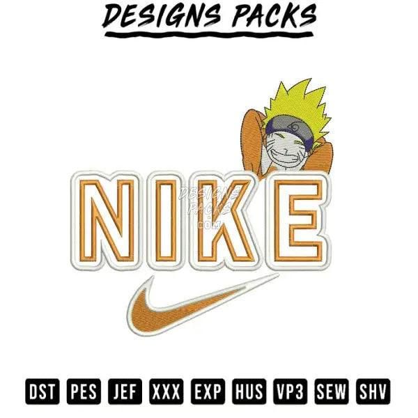 Swoosh Naruto laugh Embroidery Design 3.8" 4.8" 5.8" 6.8"