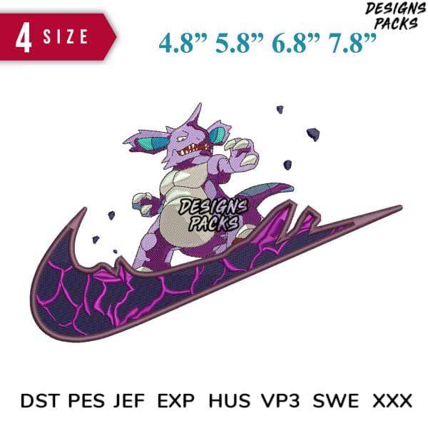Nidorino Pokémon embroidery design in 4 sizes, compatible with DST PES JEF formats for instant download.