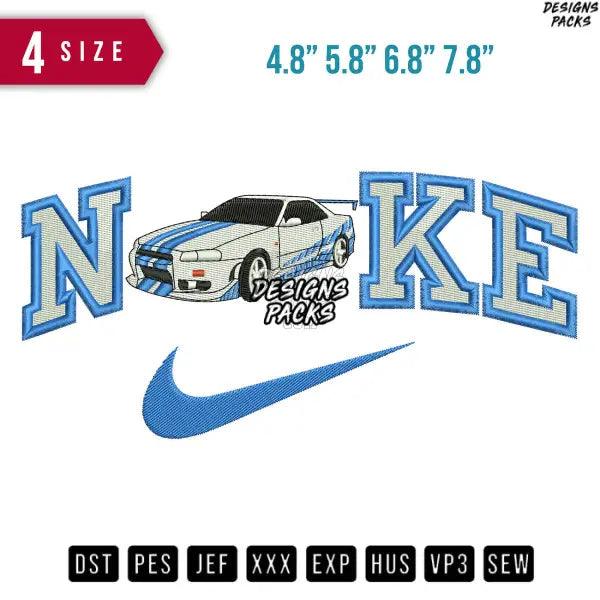 Swoosh Nissan skyline Embroidery Design