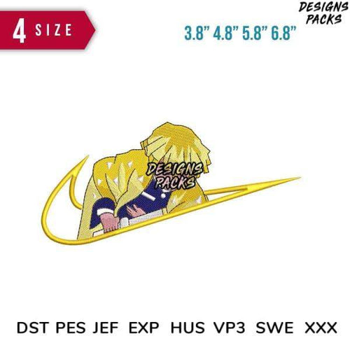 Anime character embroidery design in 4 sizes, compatible with DST PES JEF formats for machine stitching
