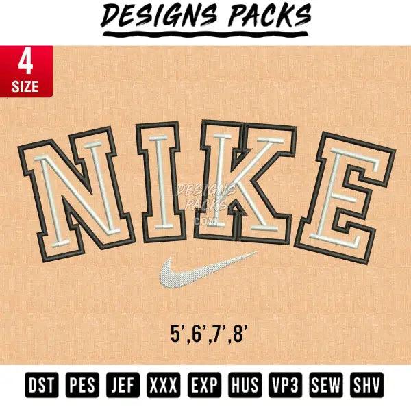 Swoosh outline on outline Embroidery Design 