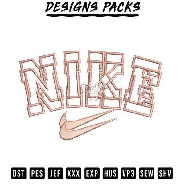 Swoosh Overlapp Embroidery Design 3.8" 4.8" 5.8" 6.8"