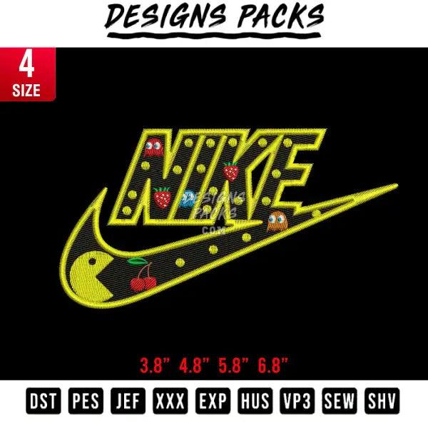 Swoosh Pac Man Embroidery Design 