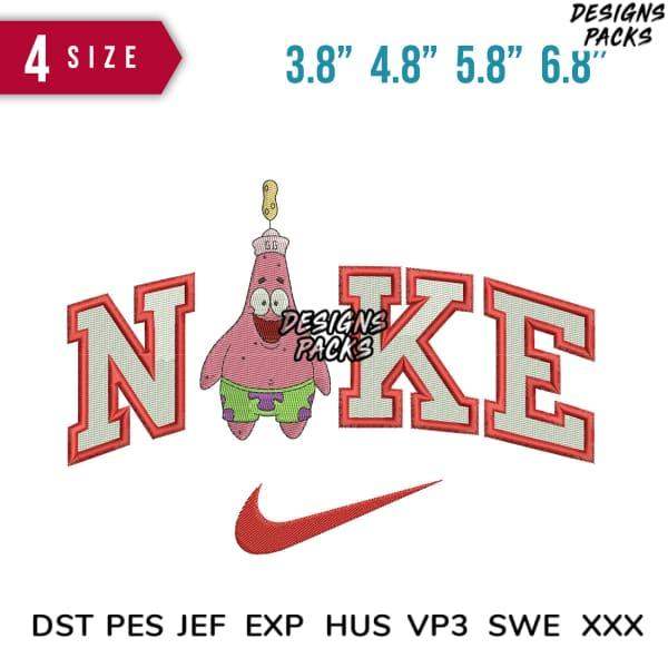 Patrick Star embroidery design with 'NAKE' text, 4 sizes, DST PES JEF formats, print-ready for DTG/DTF