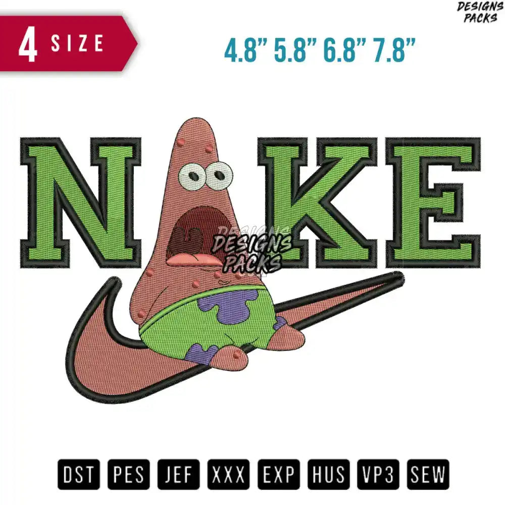 Swoosh Patrick Sit Down Embroidery Design