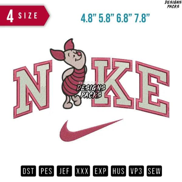 Swoosh Piglet Cartoon Embroidery Design