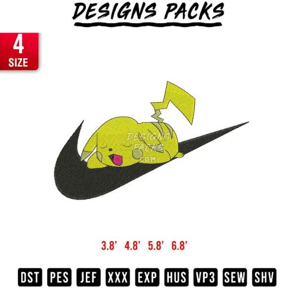 swoosh pikachu Embroidery Design 