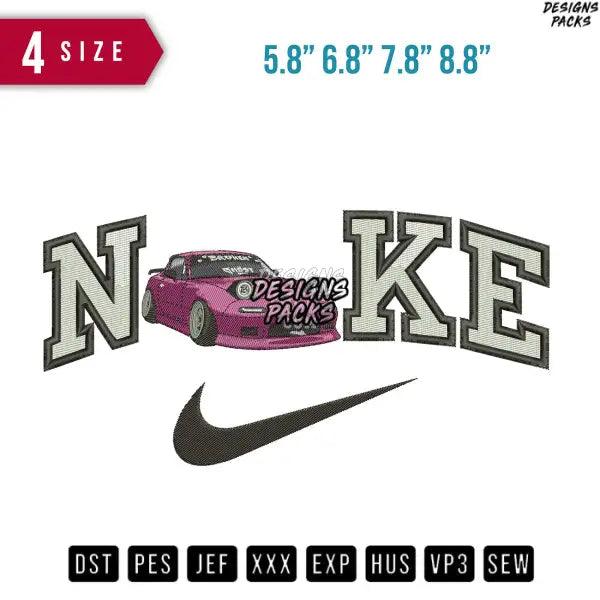 Swoosh pink car unique Swoosh big Embroidery Design