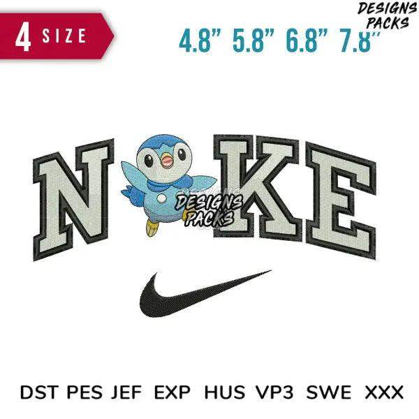 Swoosh Piplup Embroidery Design 4.8"  5.8" 6.8" 7.8"