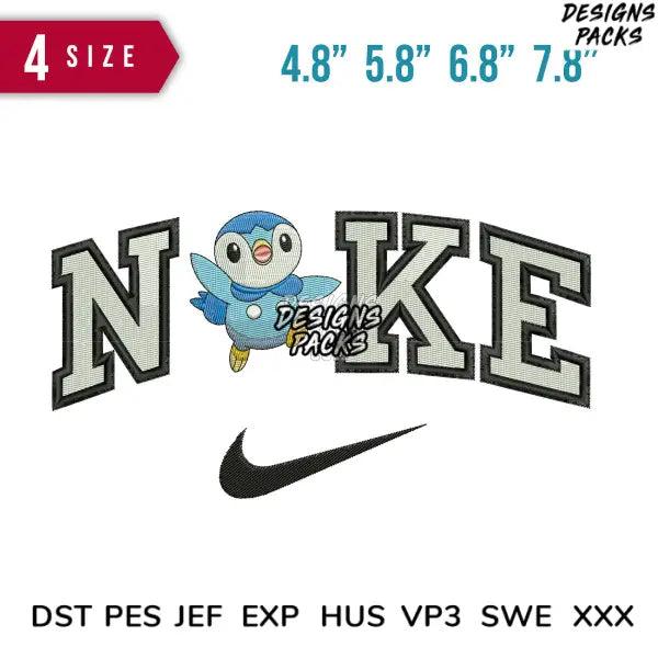Swoosh Piplup Embroidery Design 4.8"  5.8" 6.8" 7.8"