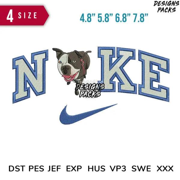 Swoosh pitbull dog Embroidery Design  4.8" 5.8" 6.8" 7.8"