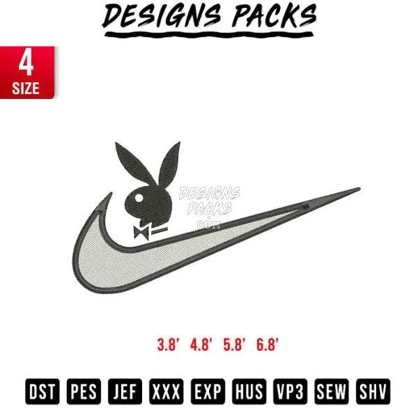 Swoosh playboy Embroidery Design 