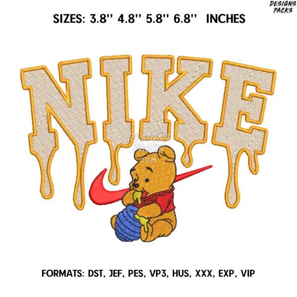 Nike Pooh Embroidery Design File/ Nike Winnie Anime Embroidery Design/ Swoosh Pooh Machine Embroidery / Design Pes Dst