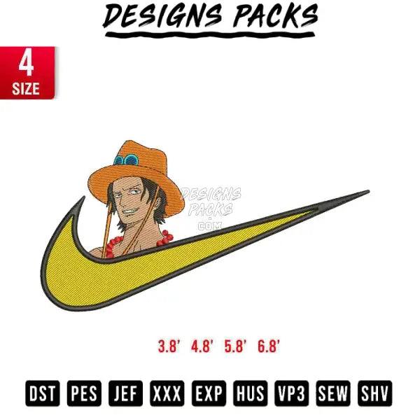 Swoosh Portgas D ace Embroidery Design 