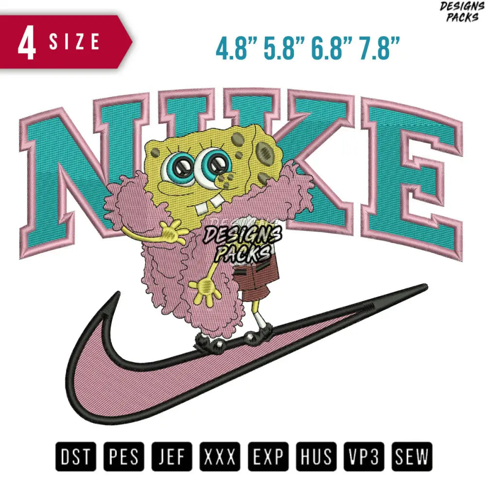 Swoosh Pretty Spongebob Embroidery Design