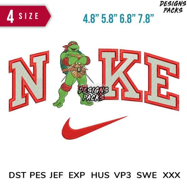 Swoosh Raphael ninja turtle Embroidery Design 4.8" 5.8" 6.8" 7.8"