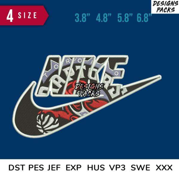 Nike Swoosh embroidery design in 4 sizes, print-ready PES DST formats for apparel customization