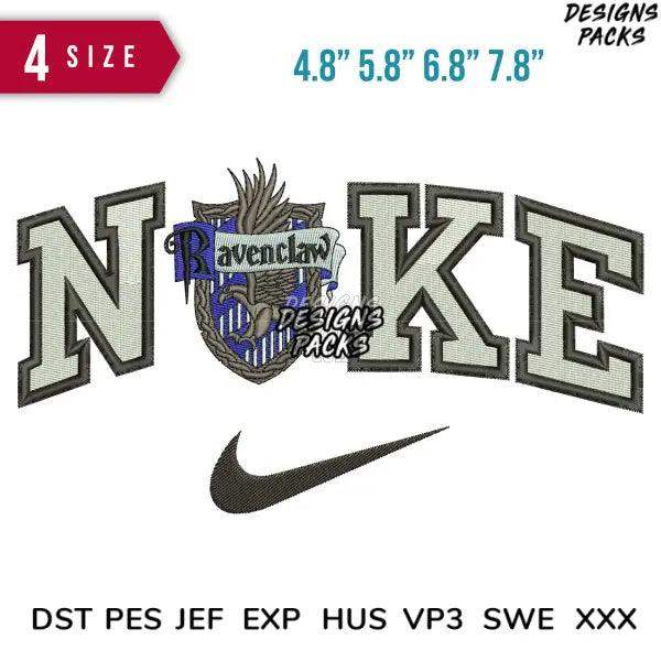Ravenclaw NOKE embroidery design with Nike swoosh, 4 sizes, DST PES JEF formats for instant download